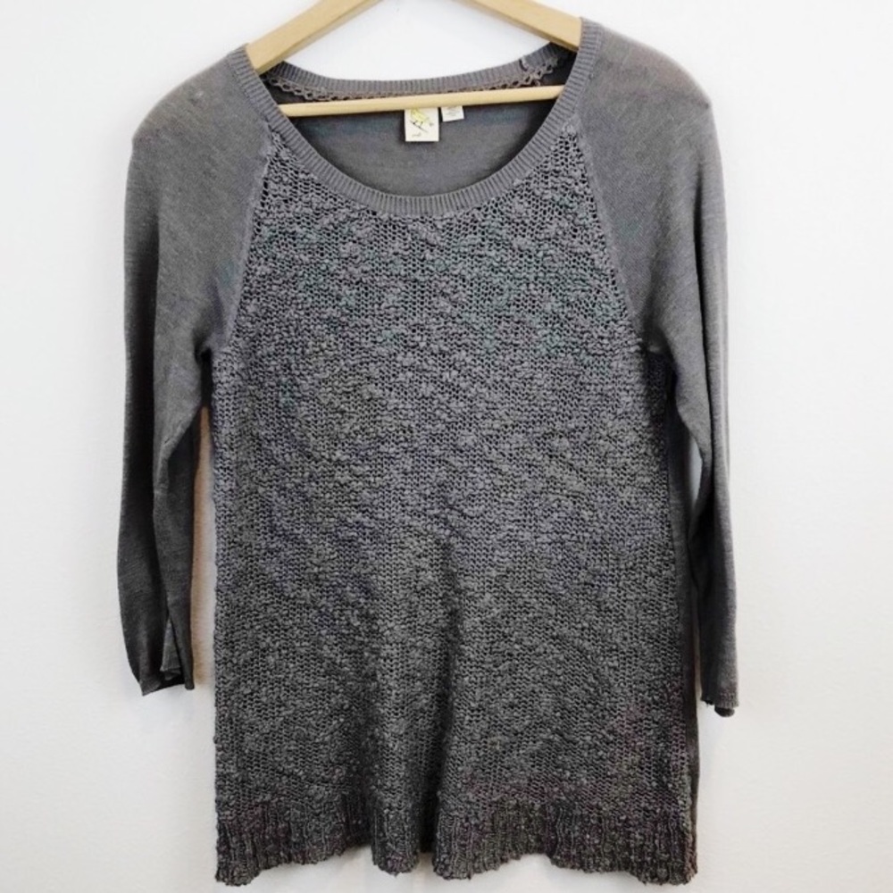 Anthropologie Yellow Bird Gray Boucle Textured Sweater